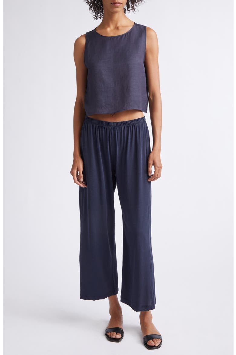 Daniel Linen Blend Sleeveless Crop Top, Alternate, color, MIDNIGHT