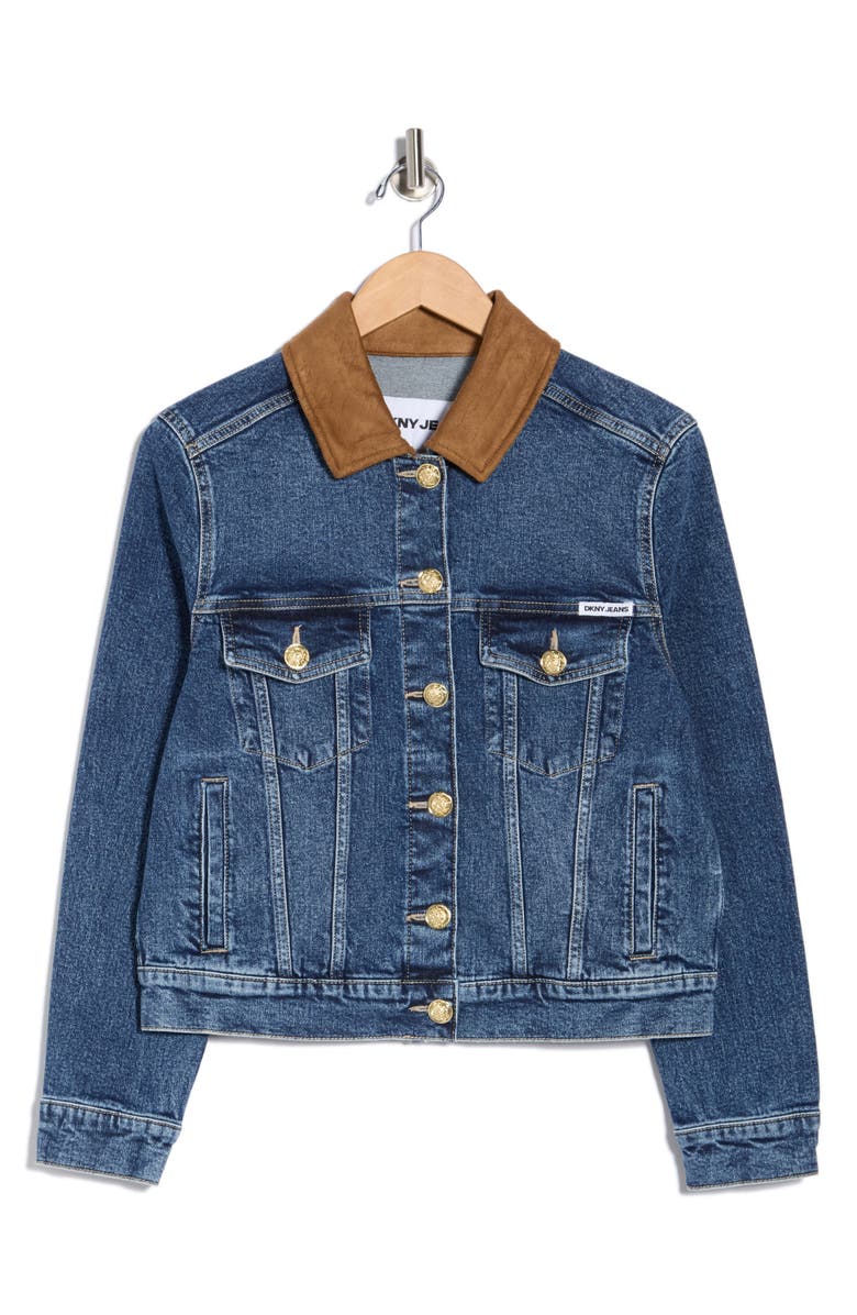 DKNY Jeans Crest Trucker Jacket, Alternate, color, Cobble Hill