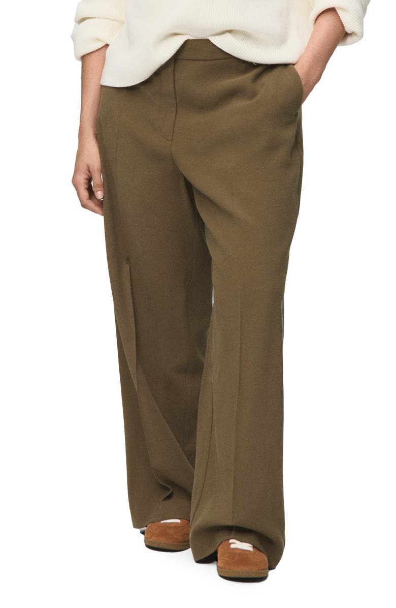 MANGO Carlos Wide Leg Pants, Alternate, color, Khaki