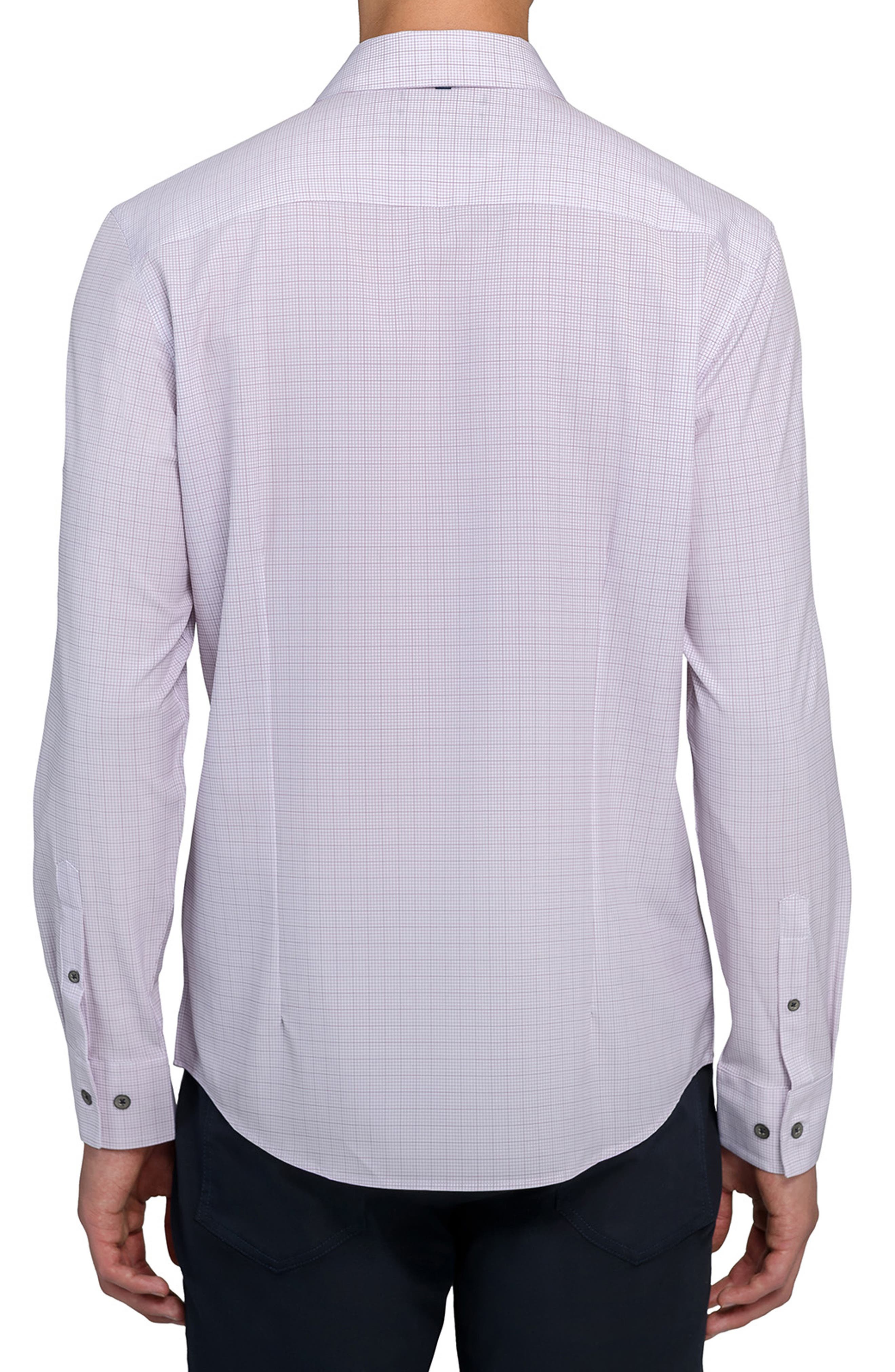 Slim Fit Light Purple Grid Check Performance Button-Up Shirt - image 2