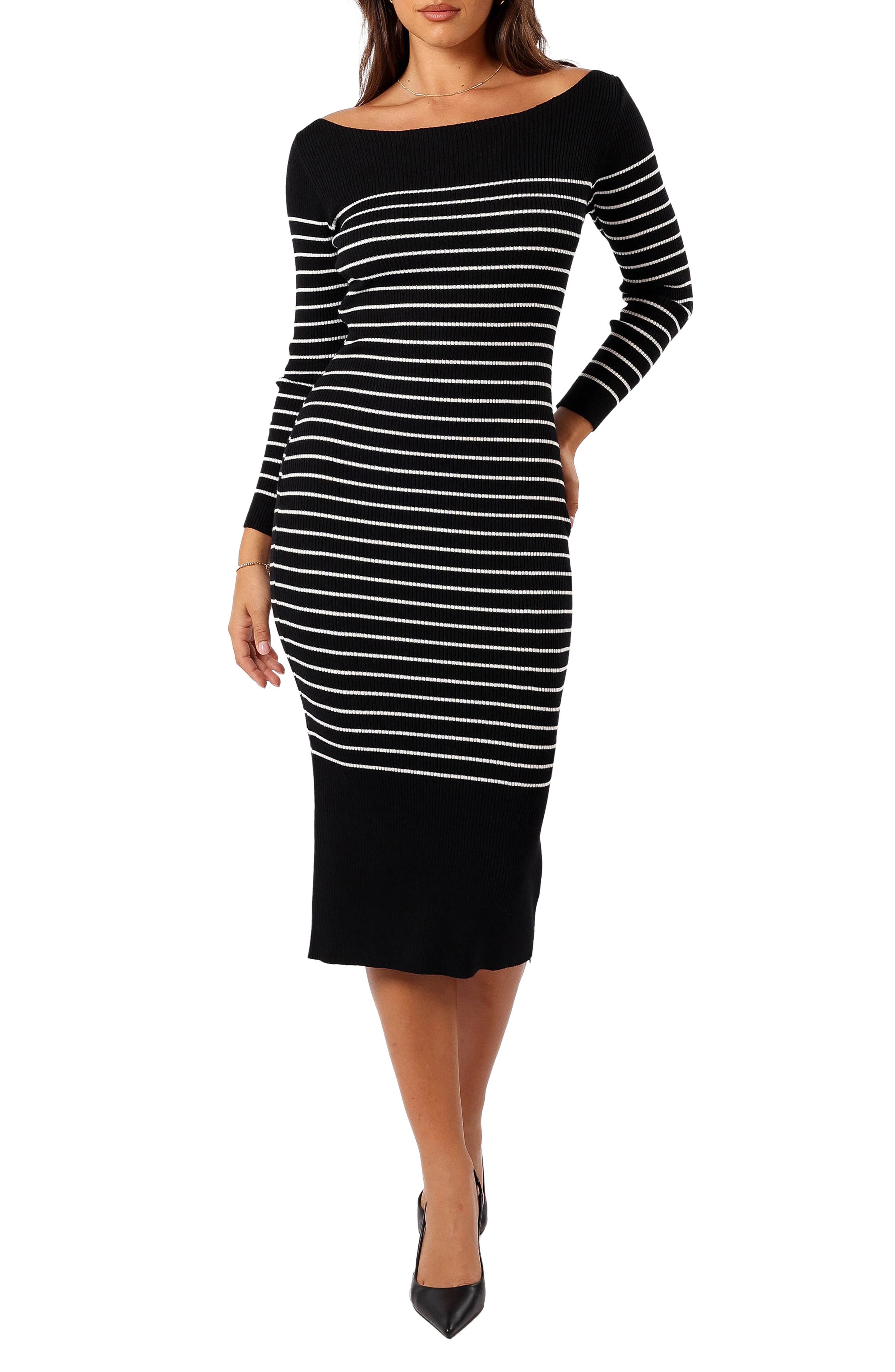 Petal & Pup Baxtor Stripe Long Sleeve Midi Sweater Dress