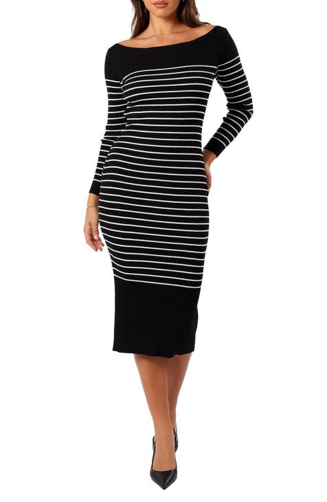 Theory empire wool striped midi sweater store dress size large