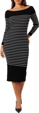 Petal & Pup Baxtor Stripe Long Sleeve Midi Sweater Dress