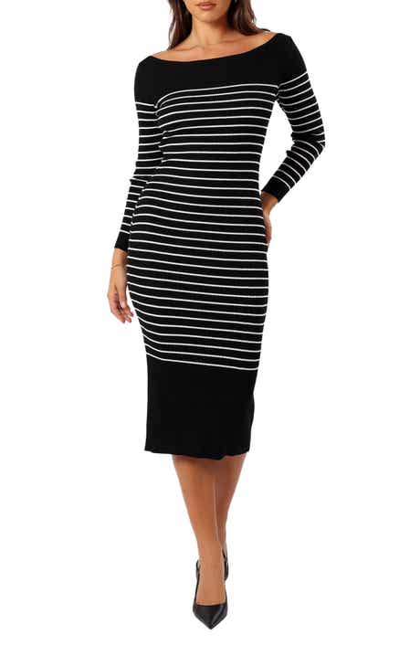 Petal & Pup Baxtor Stripe Long Sleeve Midi Sweater Dress