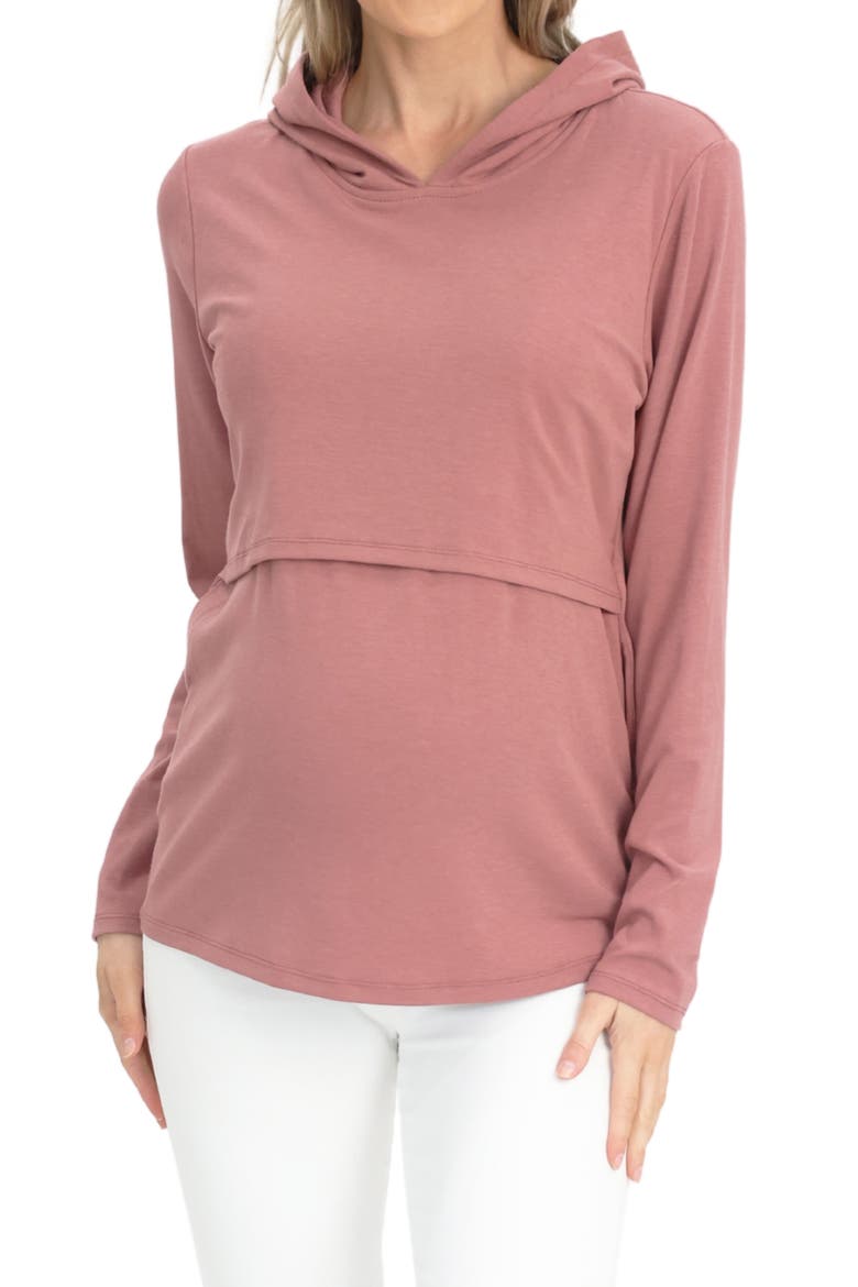 Maternity/Nursing Hoodie, Main, color, DISTY PINK