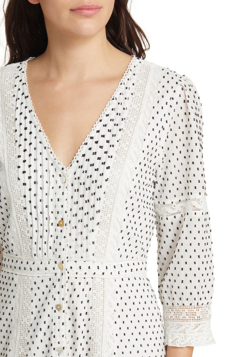 LoveShackFancy Desert Victorian Cotton Blend Jacquard Dress, Alternate, color, 