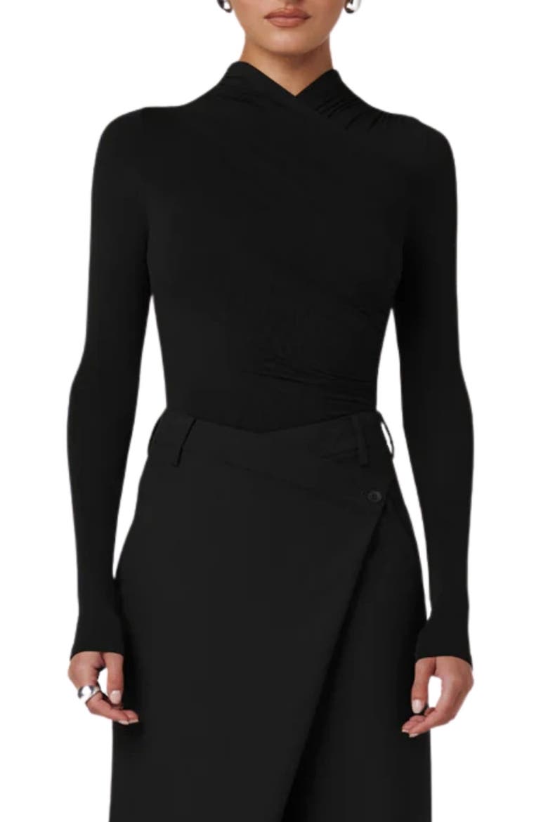 Amrita Ruched Long Sleeve Bodysuit, Main, color, SHADOW