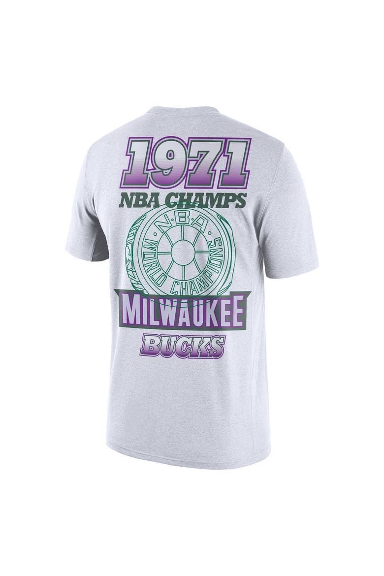 Men's Nike White Milwaukee Bucks 2021/22 City Edition Courtside Heavyweight Moments Story T-Shirt, Alternate, color, White