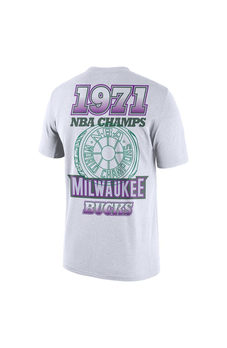 Nike Men's Nike White Milwaukee Bucks 2021/22 City Edition Courtside Heavyweight Moments Story T-Shirt, Alternate, color, 
