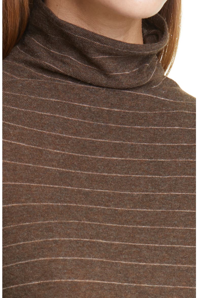 Hazy Chalk Stripe Turtleneck Top, Alternate, color, DARK WALNUT/ HEATHER GRANITE