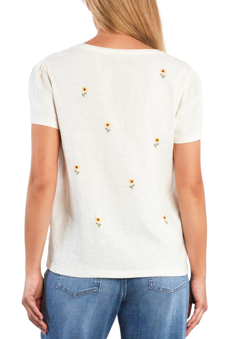 Sweet Embroidered Puff Shoulder T-Shirt, Alternate, color, WHITE FLOWER