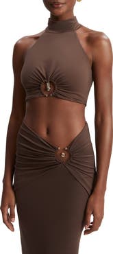 Bardot Neve Cutout Mock Neck Crop Top