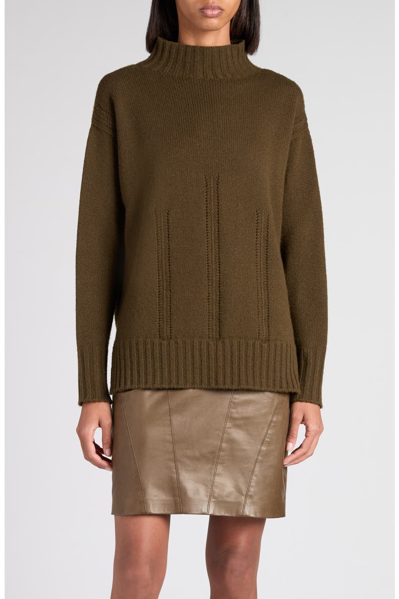 Chunky Wool & Cotton Mock Neck Sweater, Main, color, FG815 MILITARY GREEN