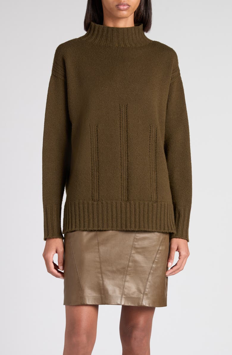 TOM FORD Chunky Wool & Cotton Mock Neck Sweater, Main, color, Fg815 Military Green
