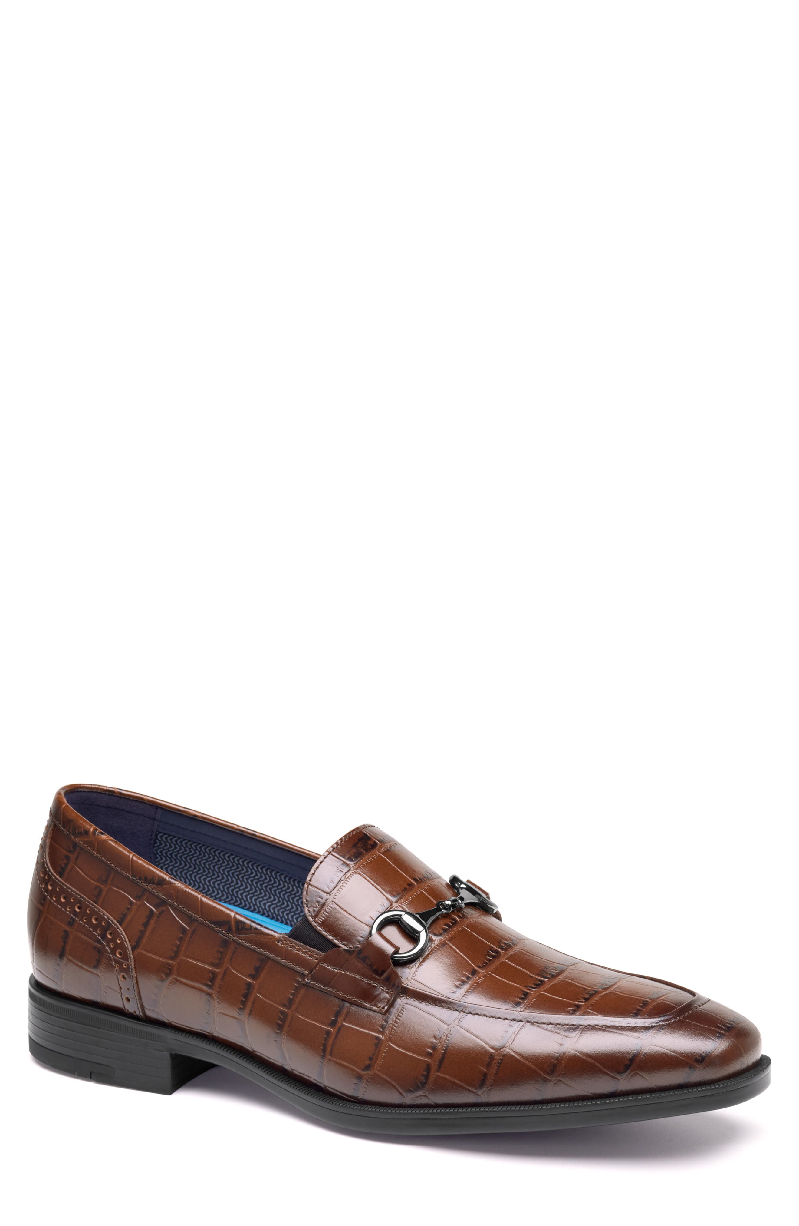 Gibbons Croc Embossed Bit Loafer, Main, color, MAHOGANY CROC EMBOSSED GRAIN
