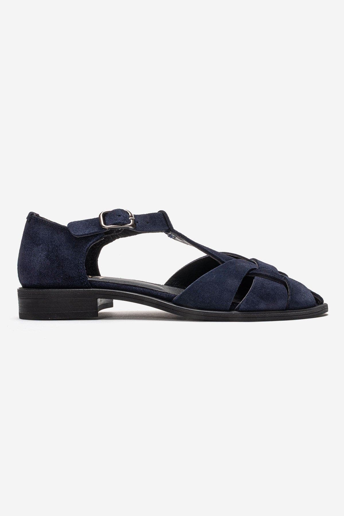Forever & Always Shoes Dexara Leather Sandal, Alternate, color, Navy Suede