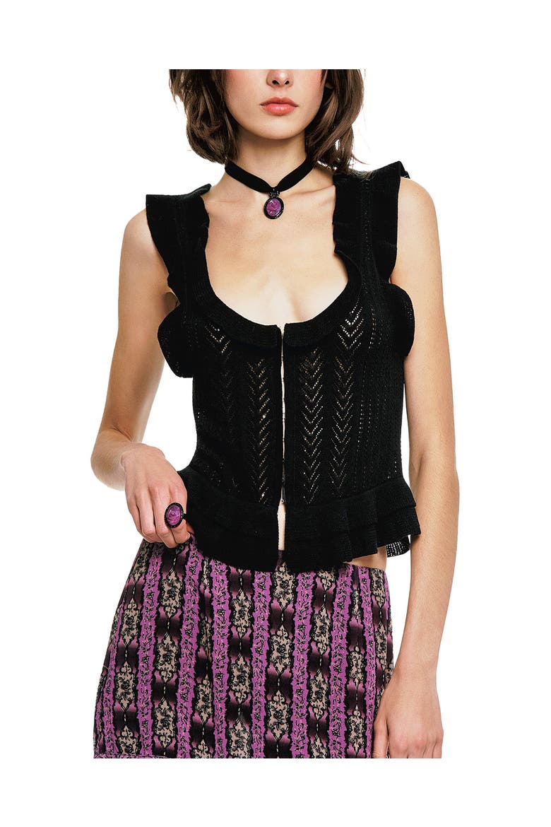 Victorian Pointelle Camisole, Main, color, Black