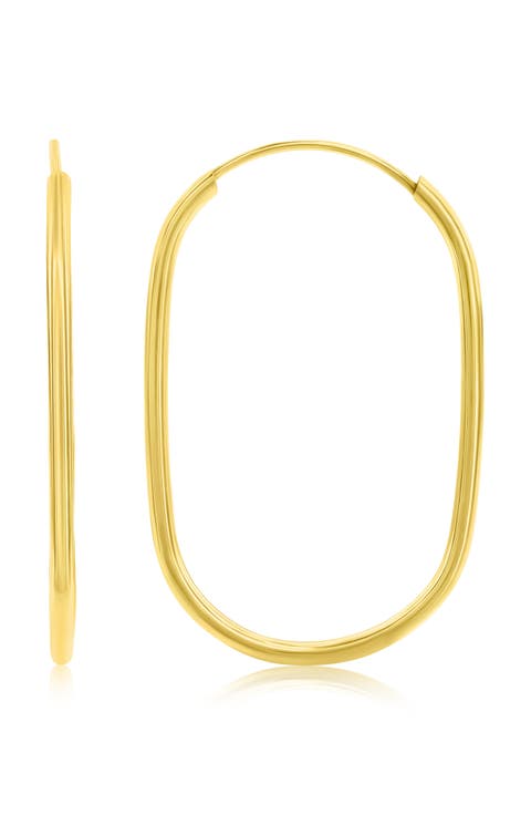 14K Yellow Gold Oval Hoop Earrings