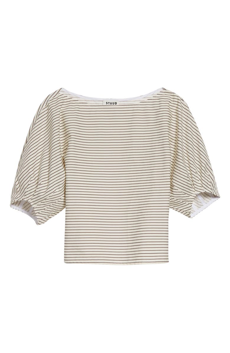 STAUD Didi Stripe Top, Alternate, color, Ivory/ Dark Oak Micro Stripe