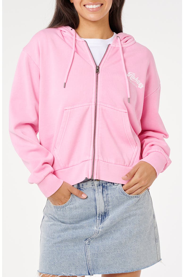 Aloha Graphic Print Relaxed Hoodie, Main, color, PASTEL PINK