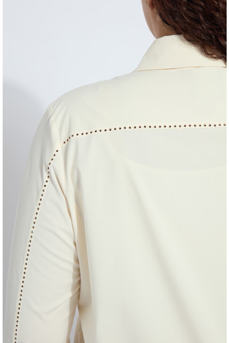 Rackel Embellished Button-Up Shirt, Alternate, color, MACADAMIA