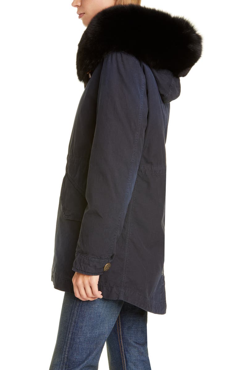 Mr & Mrs Italy Hooded Cotton Parka with Removable Genuine Fox Fur Trim, Alternate, color, 