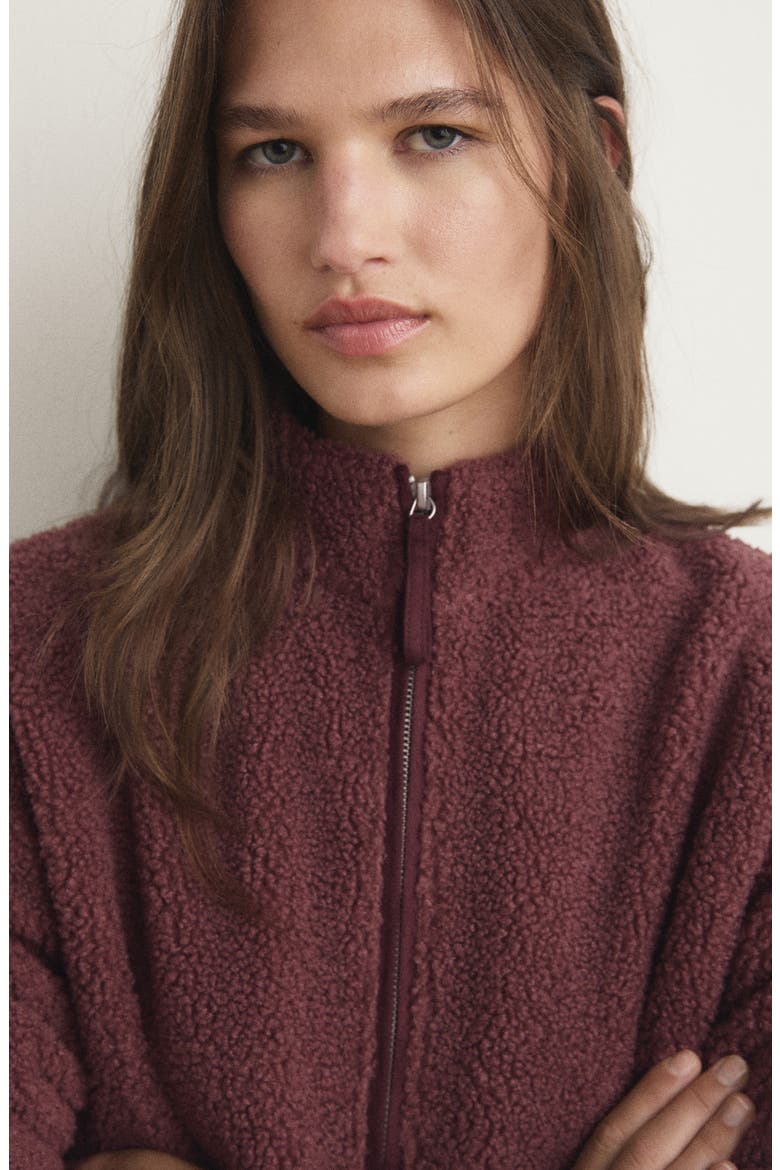 Oversize High Pile Fleece Half Zip Pullover, Alternate, color, RUSSET