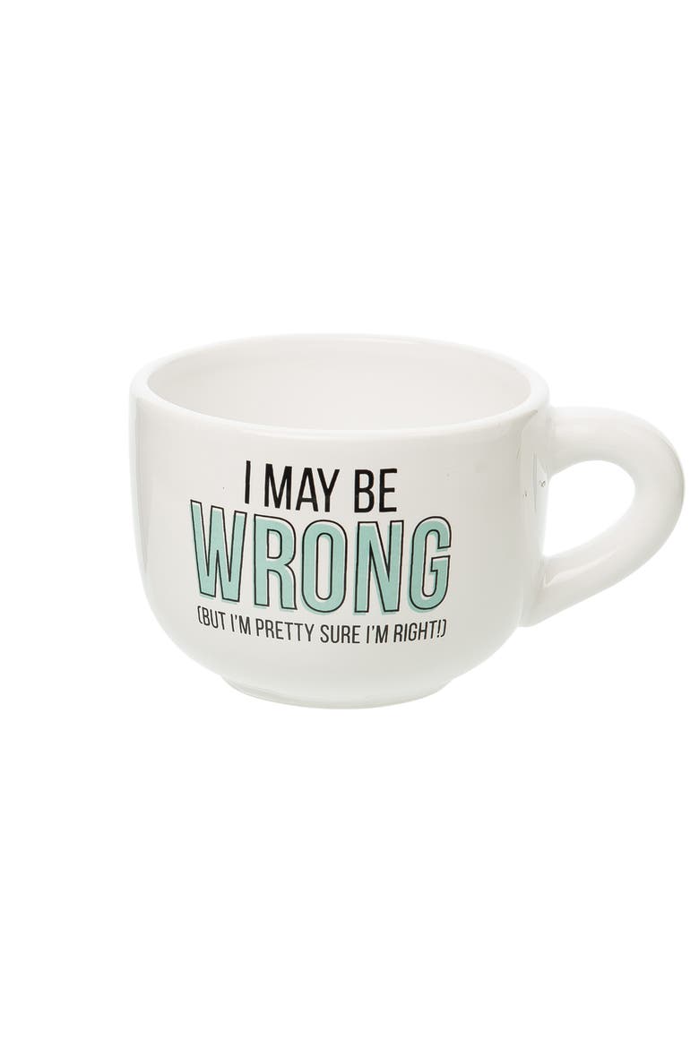 I May Be Wrong Cappuccino Mug Ceramic White 24 oz, Main, color, White