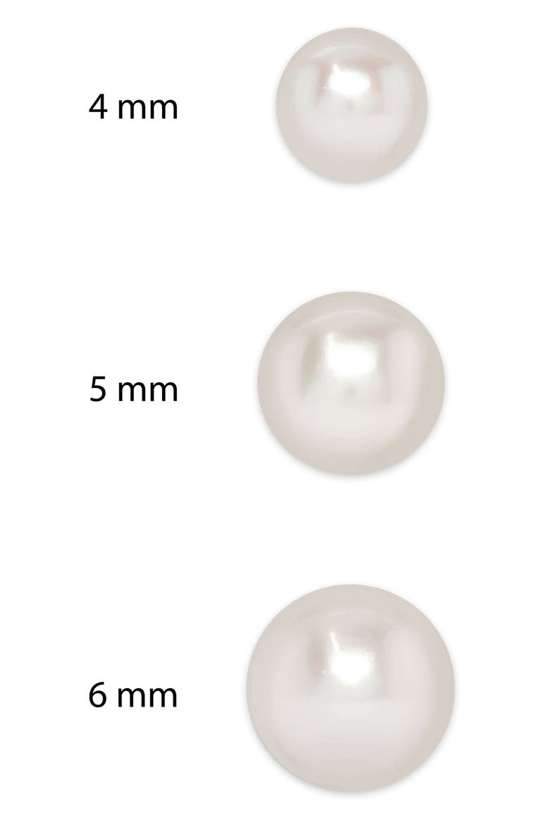 3-Pair Pearl Stud Earrings, Alternate, color, SILVER