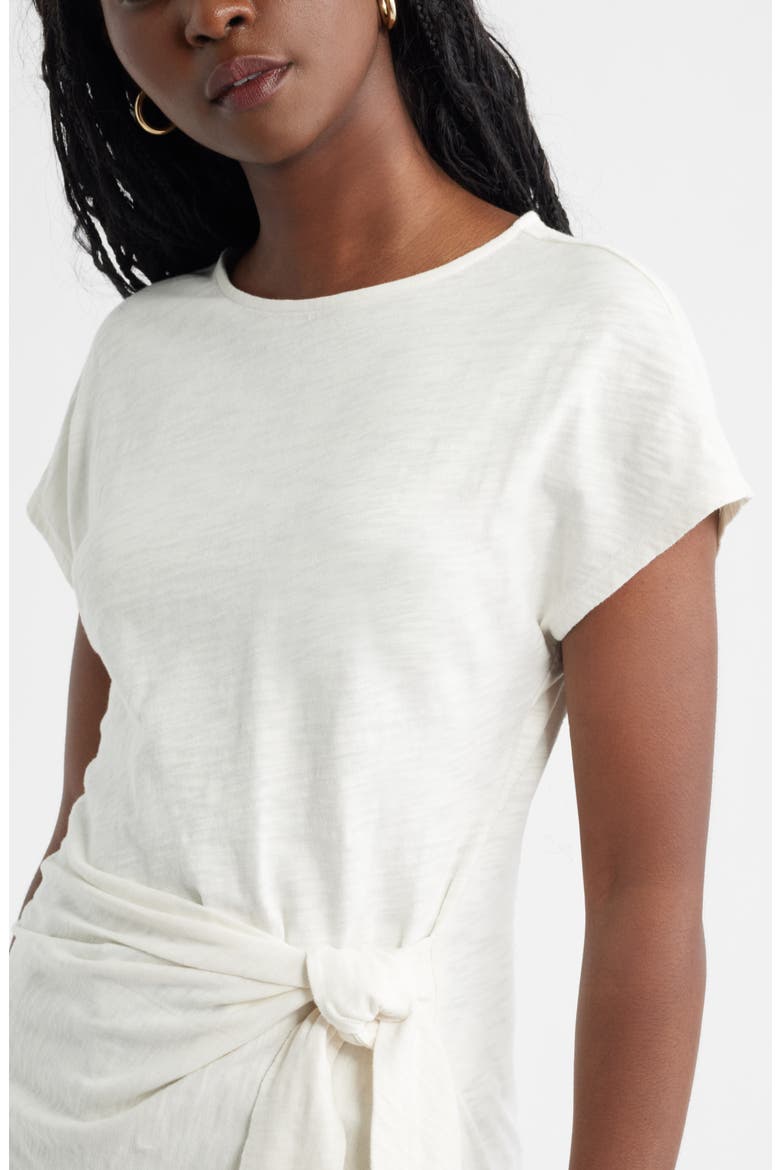 Drop Shoulder Tie Front Top, Alternate, color, IVORY PRISTINE