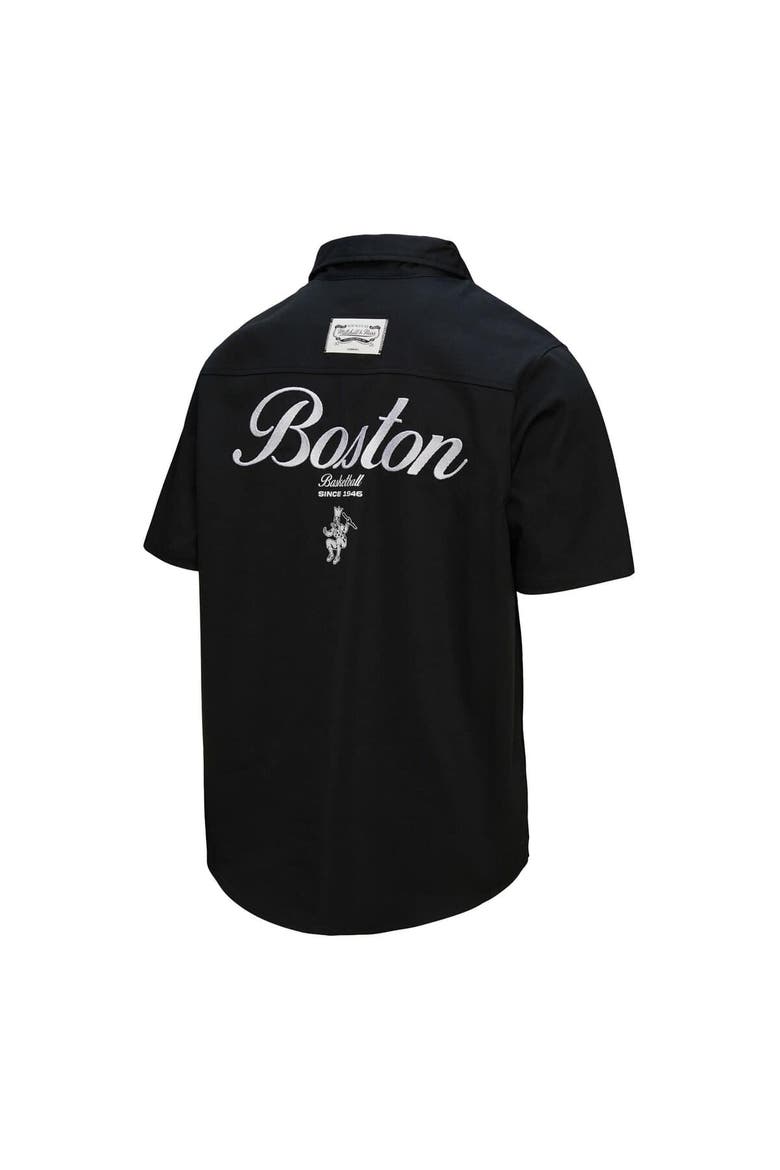Men's Mitchell & Ness Black Boston Celtics Hardwood Classics Camp Shirt, Alternate, color, Black