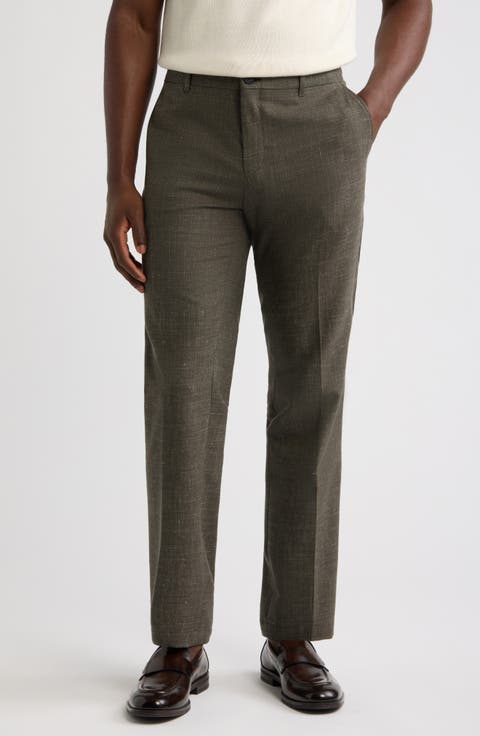 Genius Slim Fit Wool and Linen Trousers
