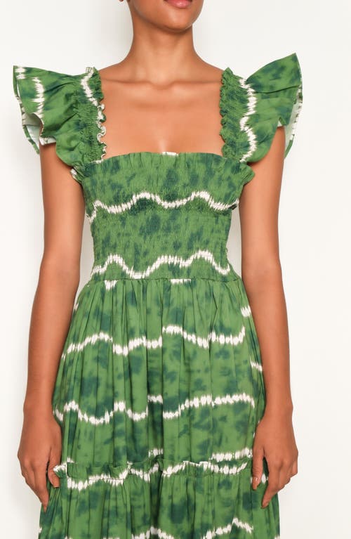 The Lulo Project Sunset Print Smocked Stretch Cotton Maxi Dress