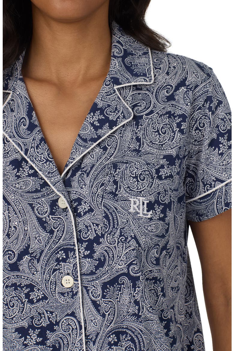 Print Cotton Blend Pajamas, Alternate, color, NAVY PRINT