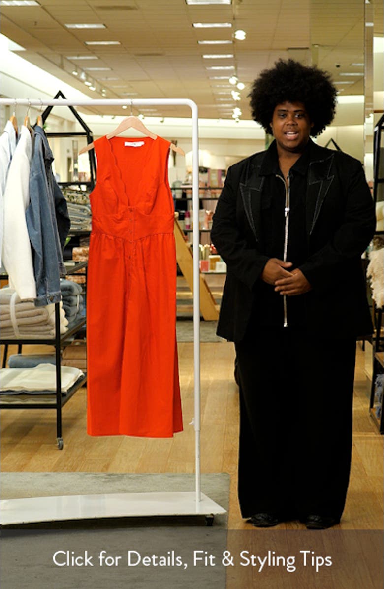 Cory Scallop Neck Sleeveless Midi Shirtdress, sales video thumbnail