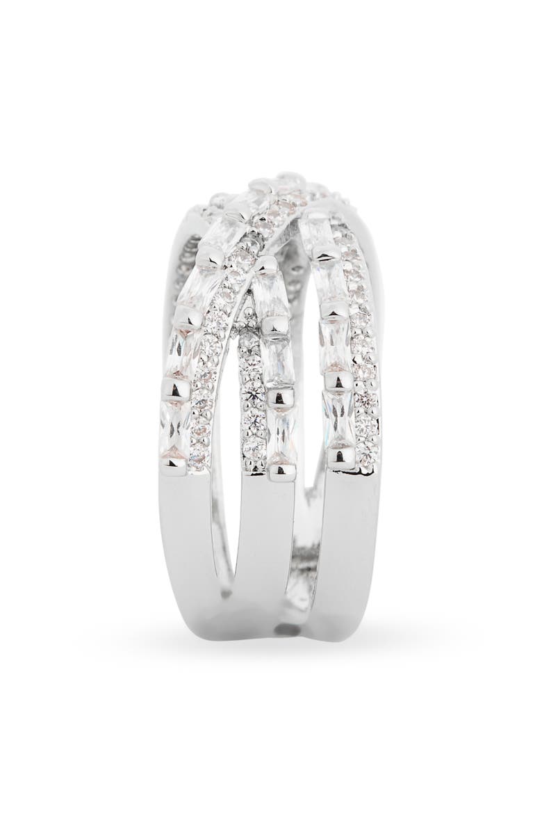 Crossover CZ Ring, Alternate, color, CLEAR- SILVER