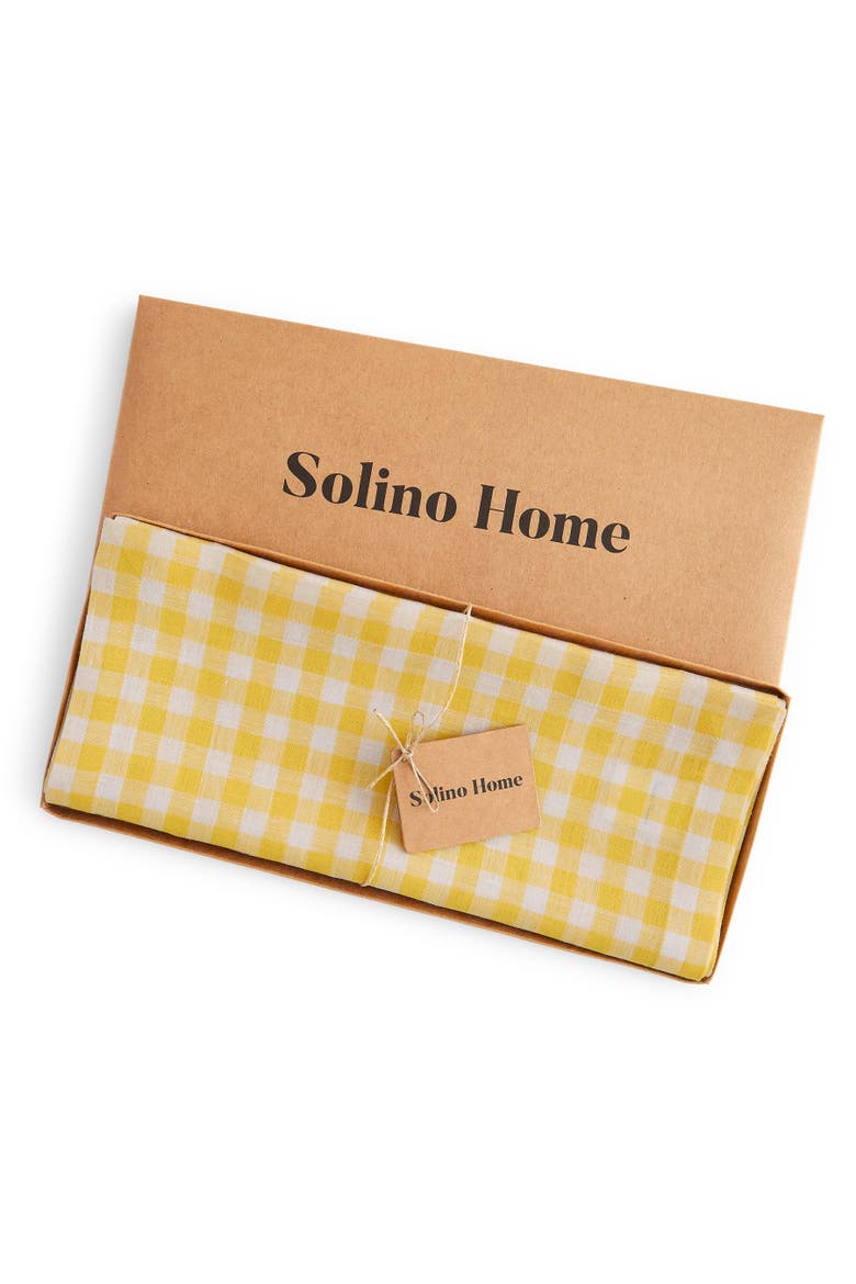 Linen Table Runner - Gingham Check, Alternate, color, Marigold Yellow