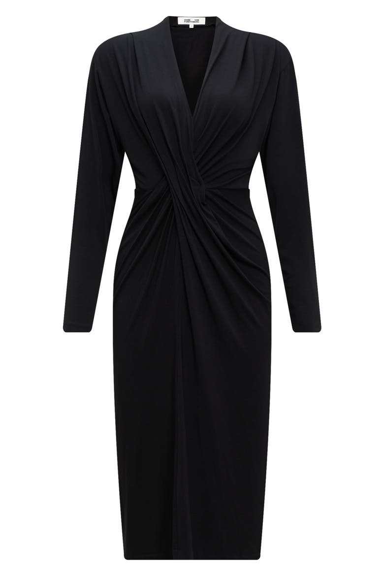 Sylvia Center Twist Long Sleeve Dress, Alternate, color, BLACK