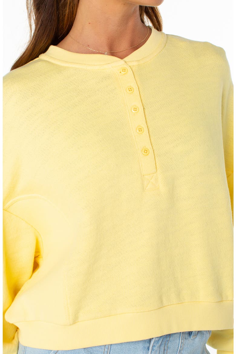 Overcast Relaxed Fit Crop Cotton Henley, Alternate, color, POPCORN