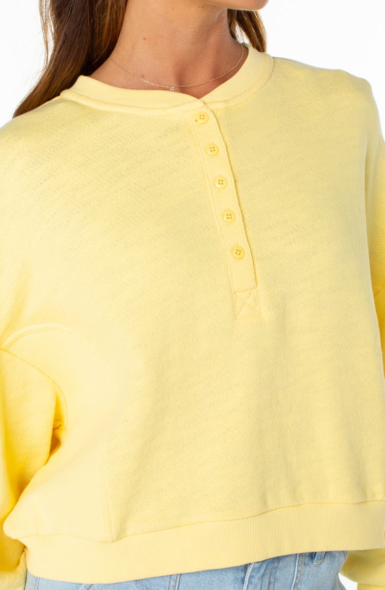 Roxy Overcast Relaxed Fit Crop Cotton Henley, Alternate, color, Popcorn