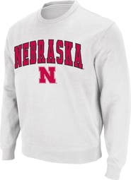 COLOSSEUM Men's Colosseum White Nebraska Huskers Arch & Logo Crew Neck Sweatshirt