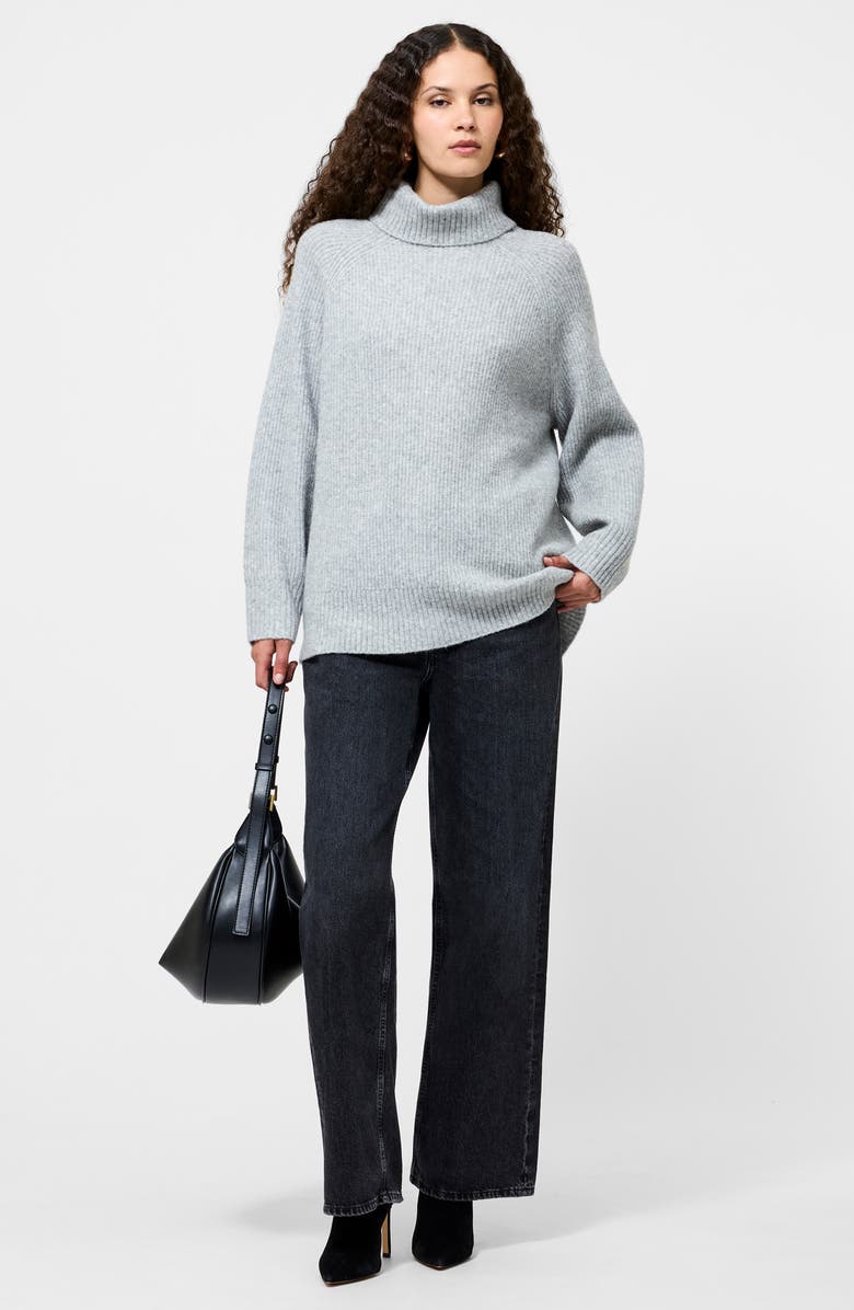 French Connection Emilia Oversize Turtleneck Sweater, Alternate, color, Light Grey Melange