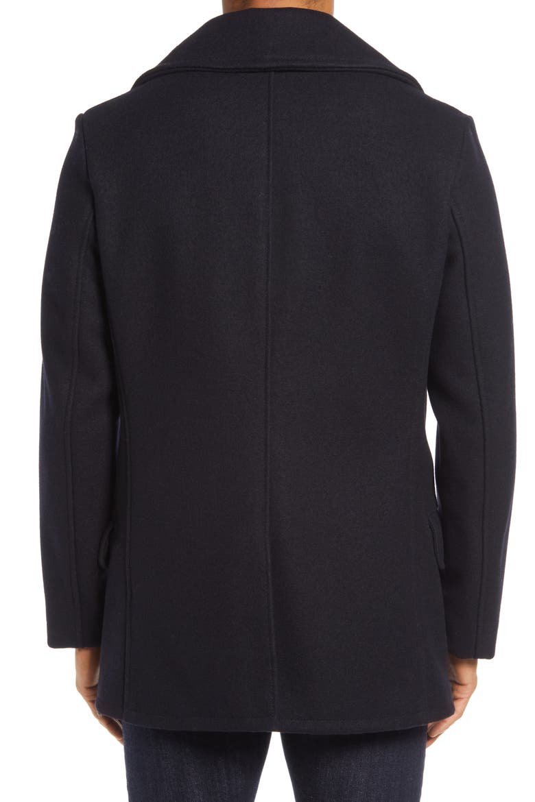 Melton Wool Blend Peacoat, Alternate, color, NAVY
