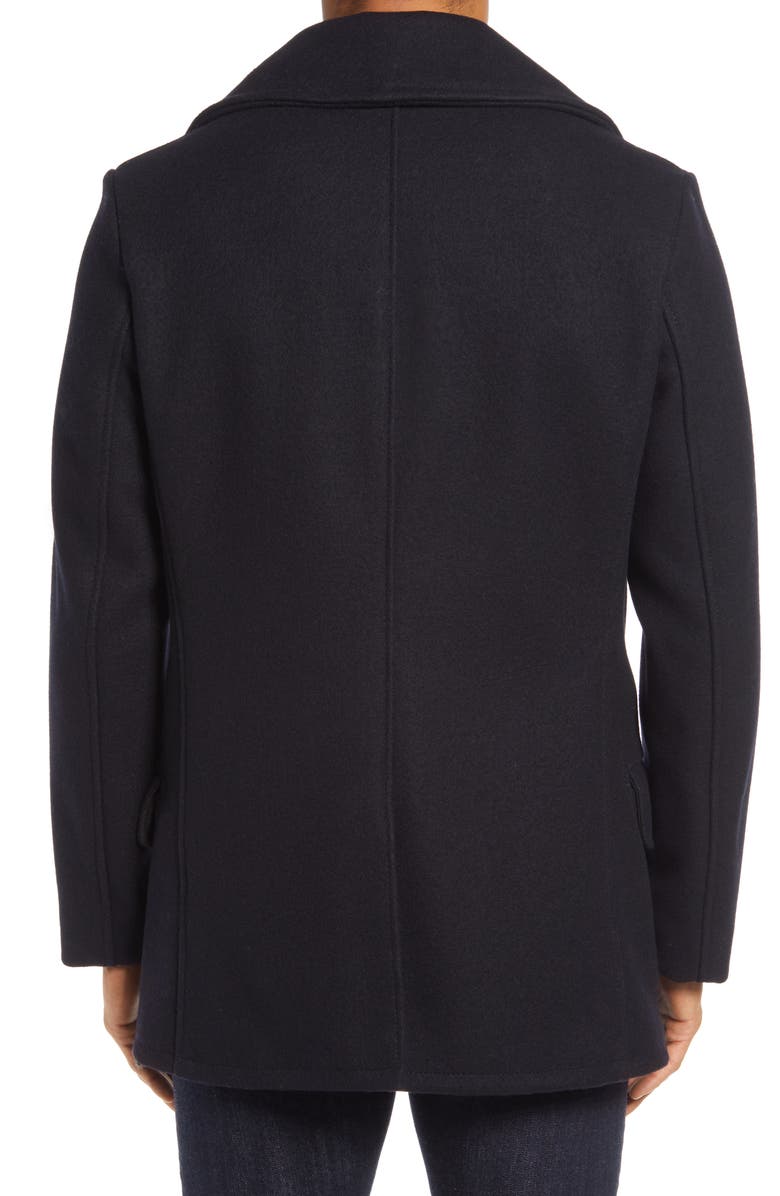 Schott NYC Melton Wool Blend Peacoat, Alternate, color, 