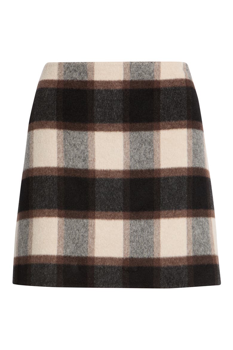 Plaid High Waist Miniskirt, Alternate, color, BROWN MULTI - D1U