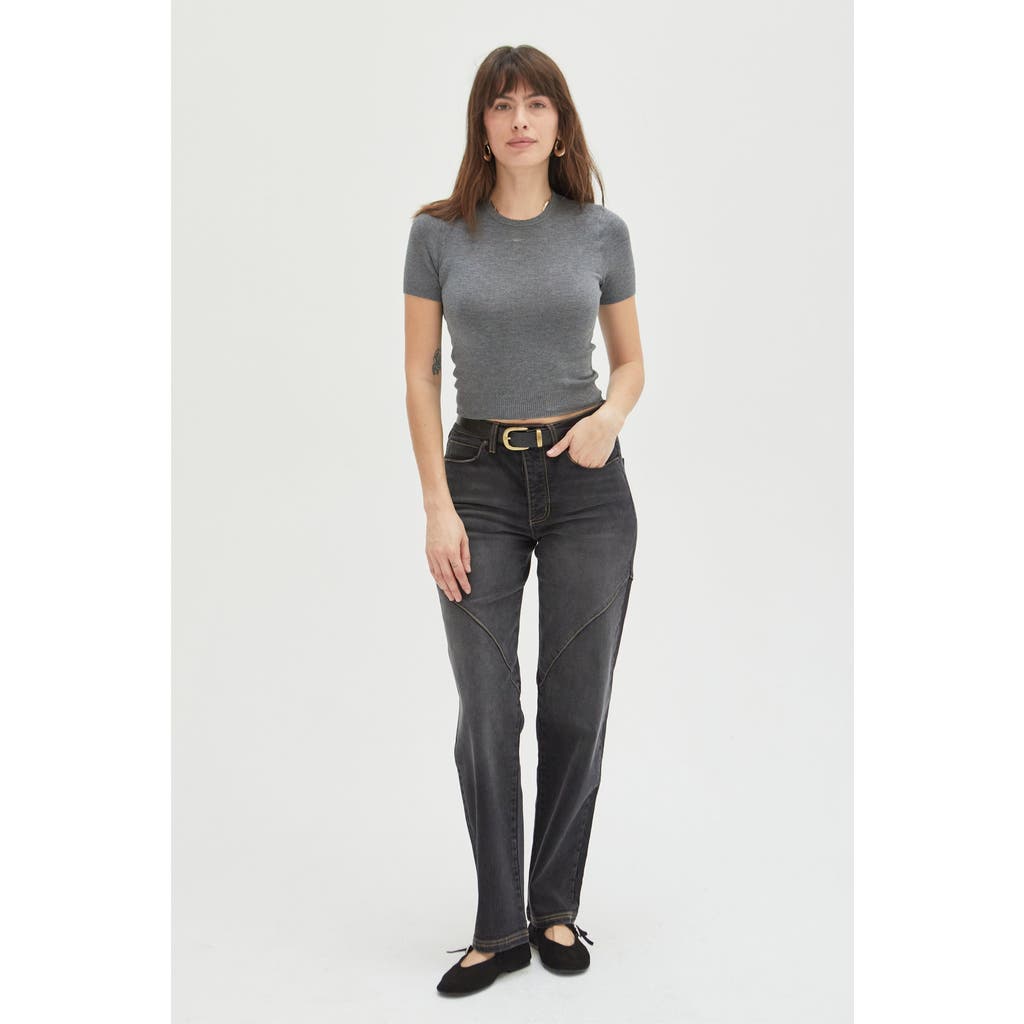 OLIVER LOGAN OLIVER LOGAN MULBERRY JEANS HIGH RISE CURVED SEAMS FADED BLACK