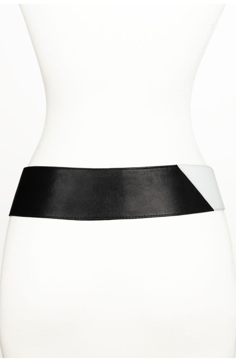 Raina Belts Vixen Color Block Leather Belt, Alternate, color, Black/White