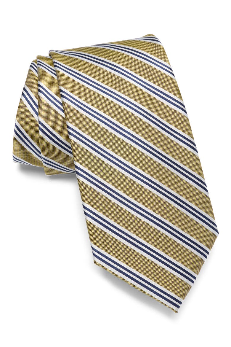 Diagonal Stripe Tie, Main, color, YELLOW