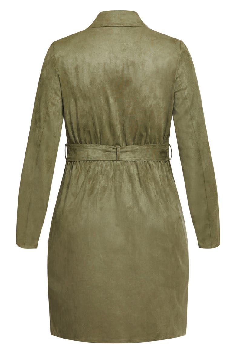 Faux Suede Trench Coat, Alternate, color, PISTACHIO
