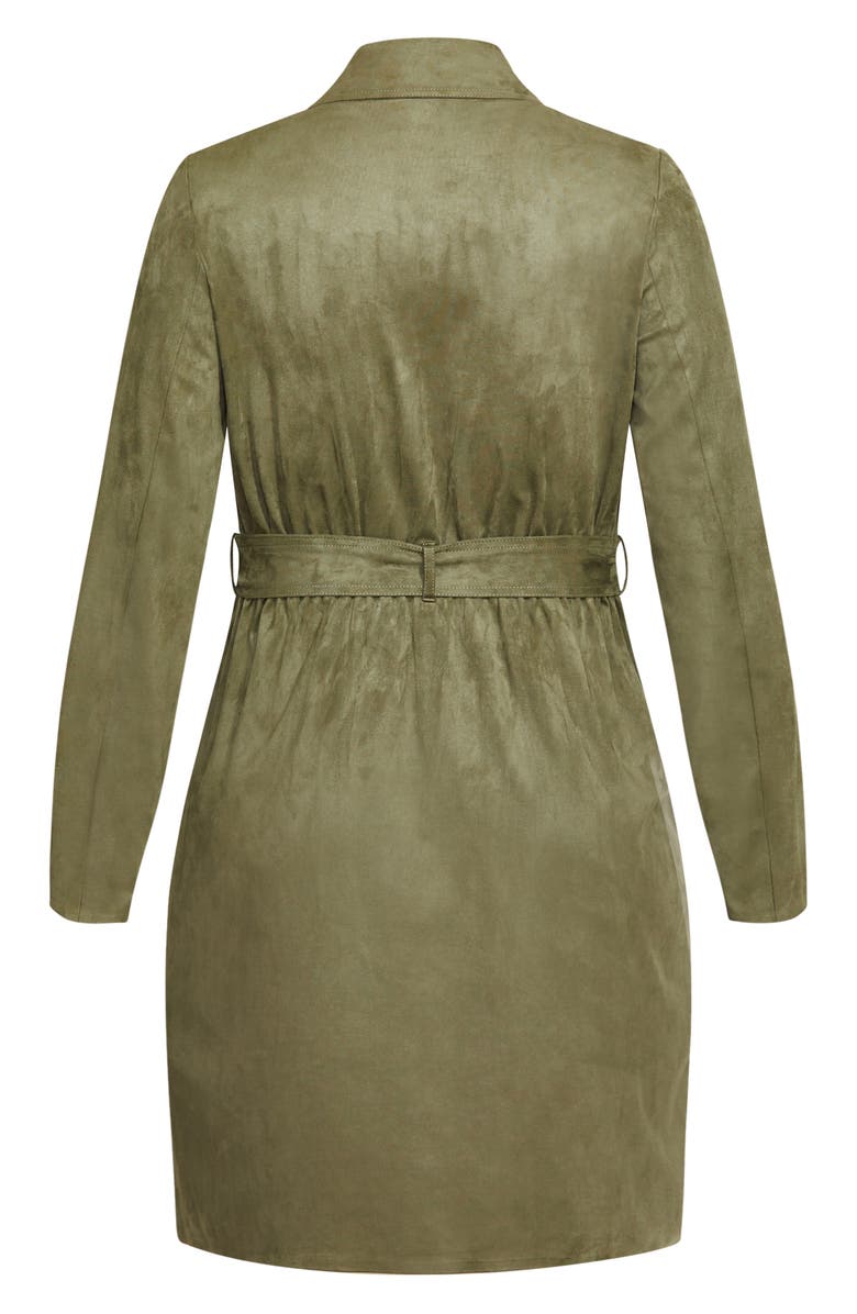 City Chic Faux Suede Trench Coat, Alternate, color, Pistachio